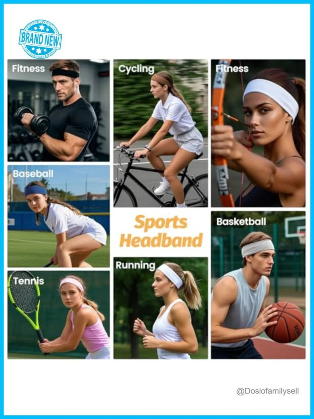 6 Pack Wide Elastic Hair Bands Stretchy Sweatbands Sports Thin Head Bands